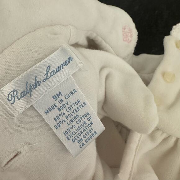 Ralph Lauren Pink Bow Tie, Velvet Footed Jumpsuit - Picture 6 of 6